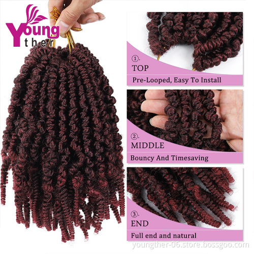 Pre-looped Spring Passion Fluffy Bomb Twists  Synthetic Bomb Twist Crochet Hair Extensions Pre Spring  Braiding Hair